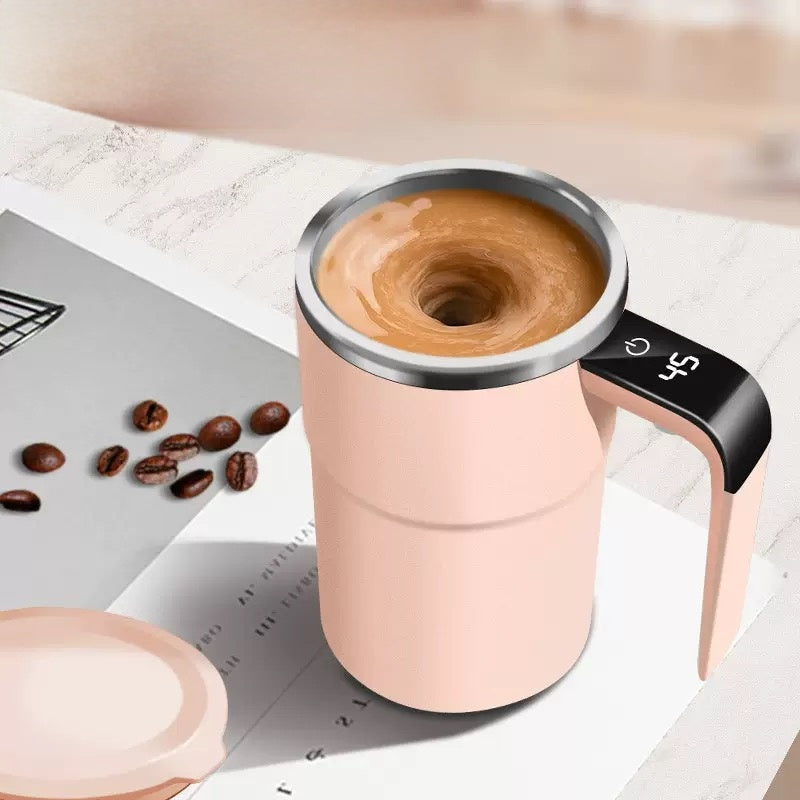 ✨Self stirring WHITE Mug. Auto Magnetic Coffee Mug with LED Display Temperature. Rechargeable Automatic Stirring cup.12oz self Mixing cup with Lid To Stir Coffee Mixed Milk at DeskUse✨