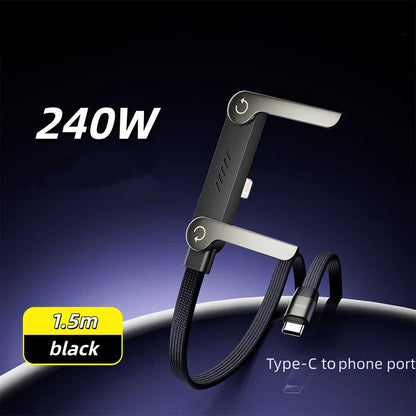 2-in-1 Invisible Holder Charger cable⚡240w super fast charging Fast charging Cord