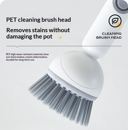All-in-One Pot Brush:Long Handle, Non-Absorbent & Scratch-Safe for Pans and Dishes-OA