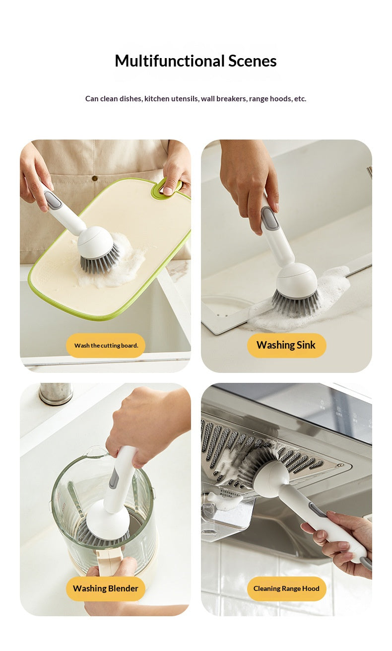 All-in-One Pot Brush:Long Handle, Non-Absorbent & Scratch-Safe for Pans and Dishes-OA