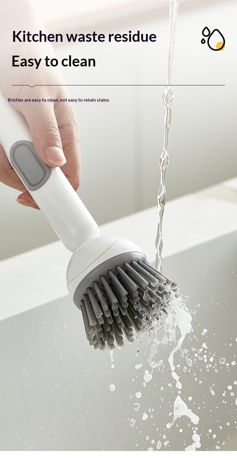 All-in-One Pot Brush:Long Handle, Non-Absorbent & Scratch-Safe for Pans and Dishes-OA