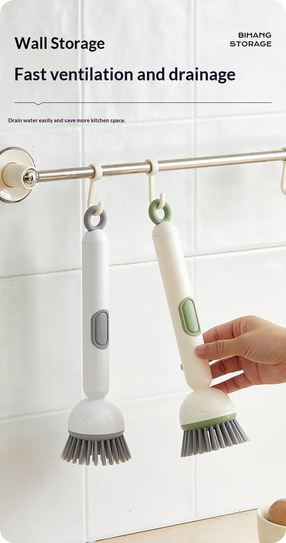 All-in-One Pot Brush:Long Handle, Non-Absorbent & Scratch-Safe for Pans and Dishes-OA