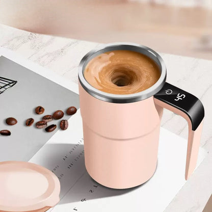 ✨Self stirring WHITE Mug. Auto Magnetic Coffee Mug with LED Display Temperature. Rechargeable Automatic Stirring  cup.12oz self Mixing cup with Lid To Stir Coffee Mixed Milk  at DeskUse✨