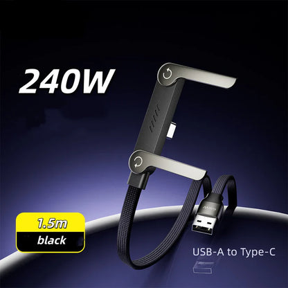 2-in-1 Invisible Holder Charger cable⚡240w super fast charging Fast charging Cord