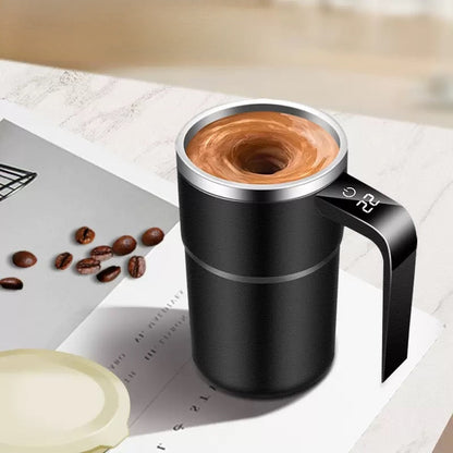 ✨Self stirring WHITE Mug. Auto Magnetic Coffee Mug with LED Display Temperature. Rechargeable Automatic Stirring  cup.12oz self Mixing cup with Lid To Stir Coffee Mixed Milk  at DeskUse✨