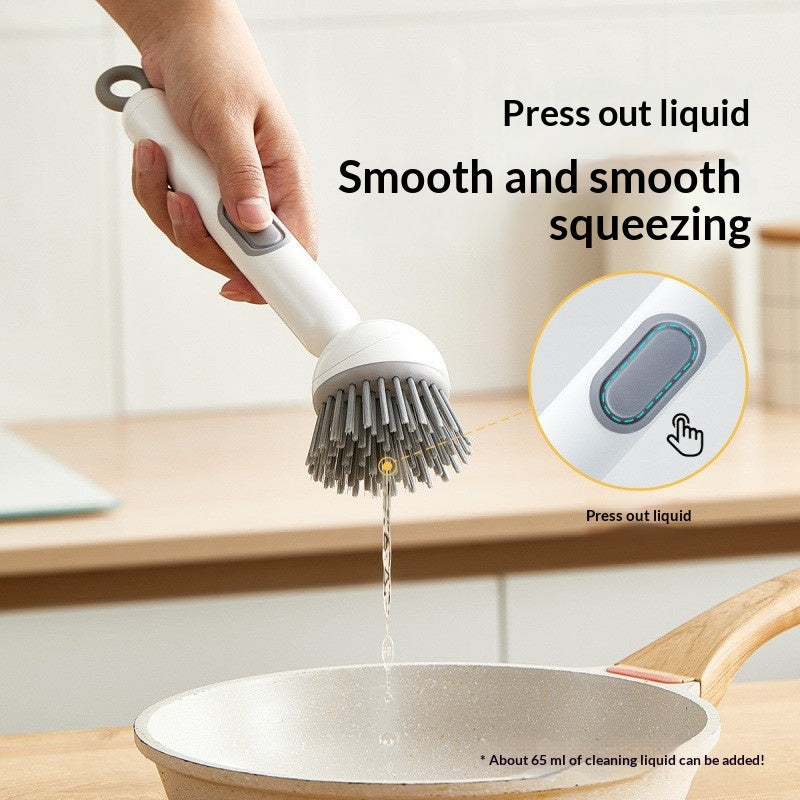 All-in-One Pot Brush:Long Handle, Non-Absorbent & Scratch-Safe for Pans and Dishes-OA