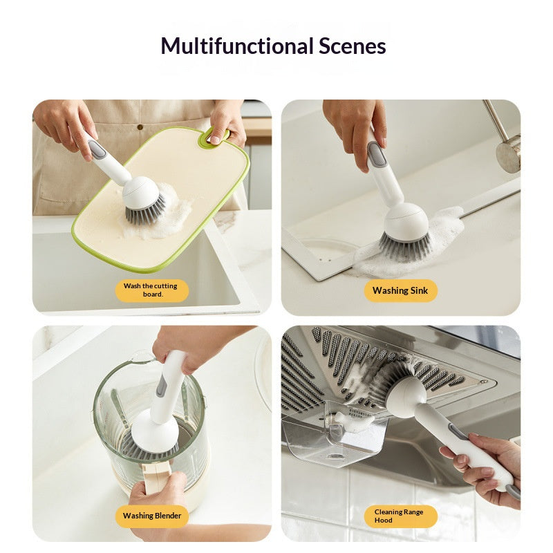 All-in-One Pot Brush:Long Handle, Non-Absorbent & Scratch-Safe for Pans and Dishes-OA