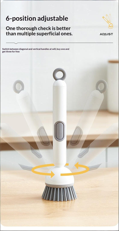 All-in-One Pot Brush:Long Handle, Non-Absorbent & Scratch-Safe for Pans and Dishes-OA